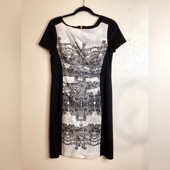 Kay Unger Sheath Black & White color-block Size10 Women’s Dress - Picture 1 of 6
